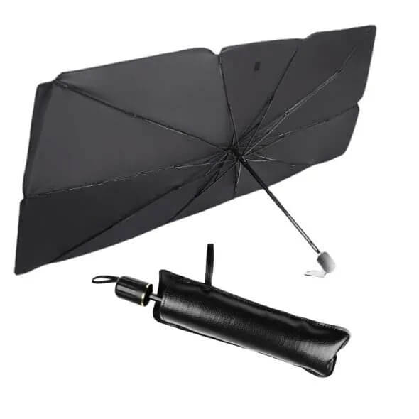 Foldable car sunshade that blocks heat and UV radiation