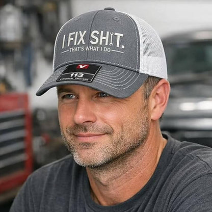 Casquette de Routier en Maille avec Broderie « I Fix Shit » – Chapeau de Soleil Respirant pour l'Extérieur🧢☀️