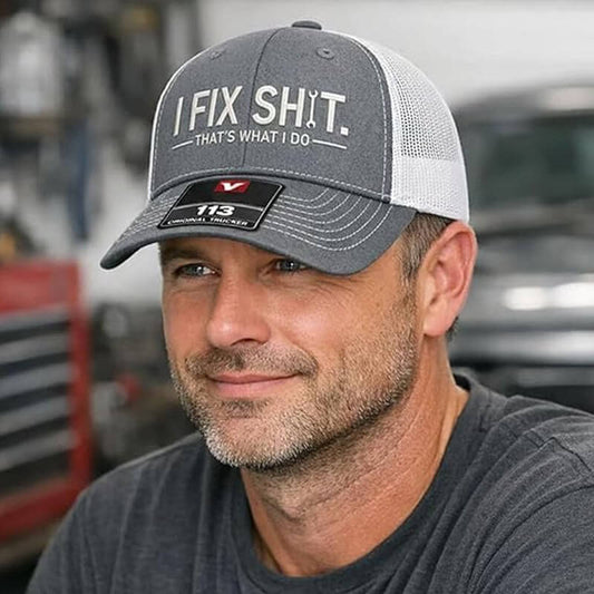 Casquette de Routier en Maille avec Broderie « I Fix Shit » – Chapeau de Soleil Respirant pour l'Extérieur🧢☀️