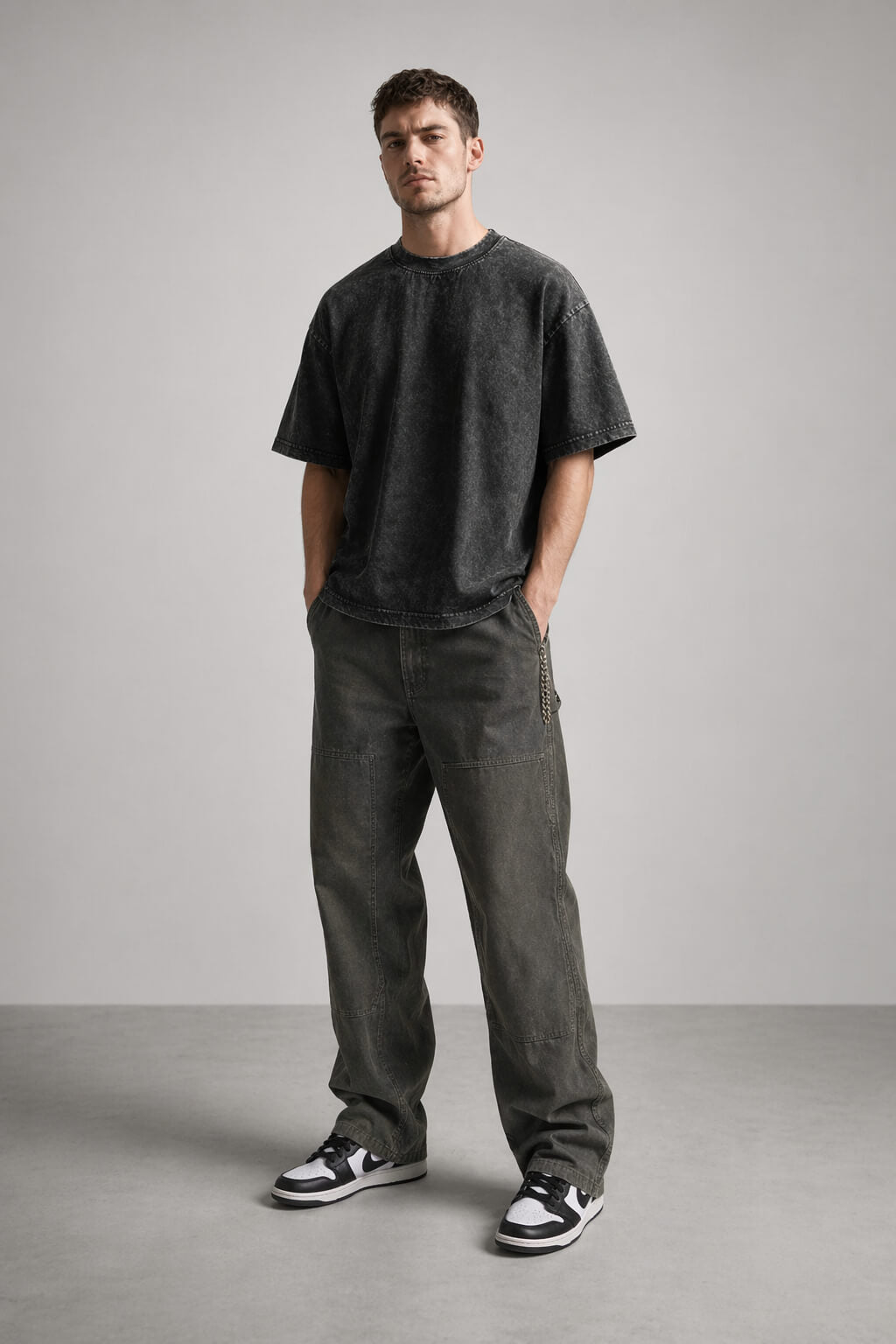 Pure Cotton Distressed Finish Heavyweight Tee | Vintage Acid-Wash