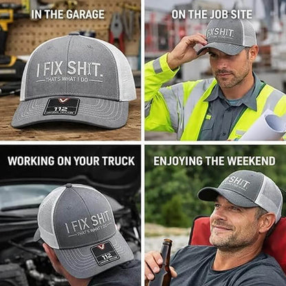 Casquette de Routier en Maille avec Broderie « I Fix Shit » – Chapeau de Soleil Respirant pour l'Extérieur🧢☀️