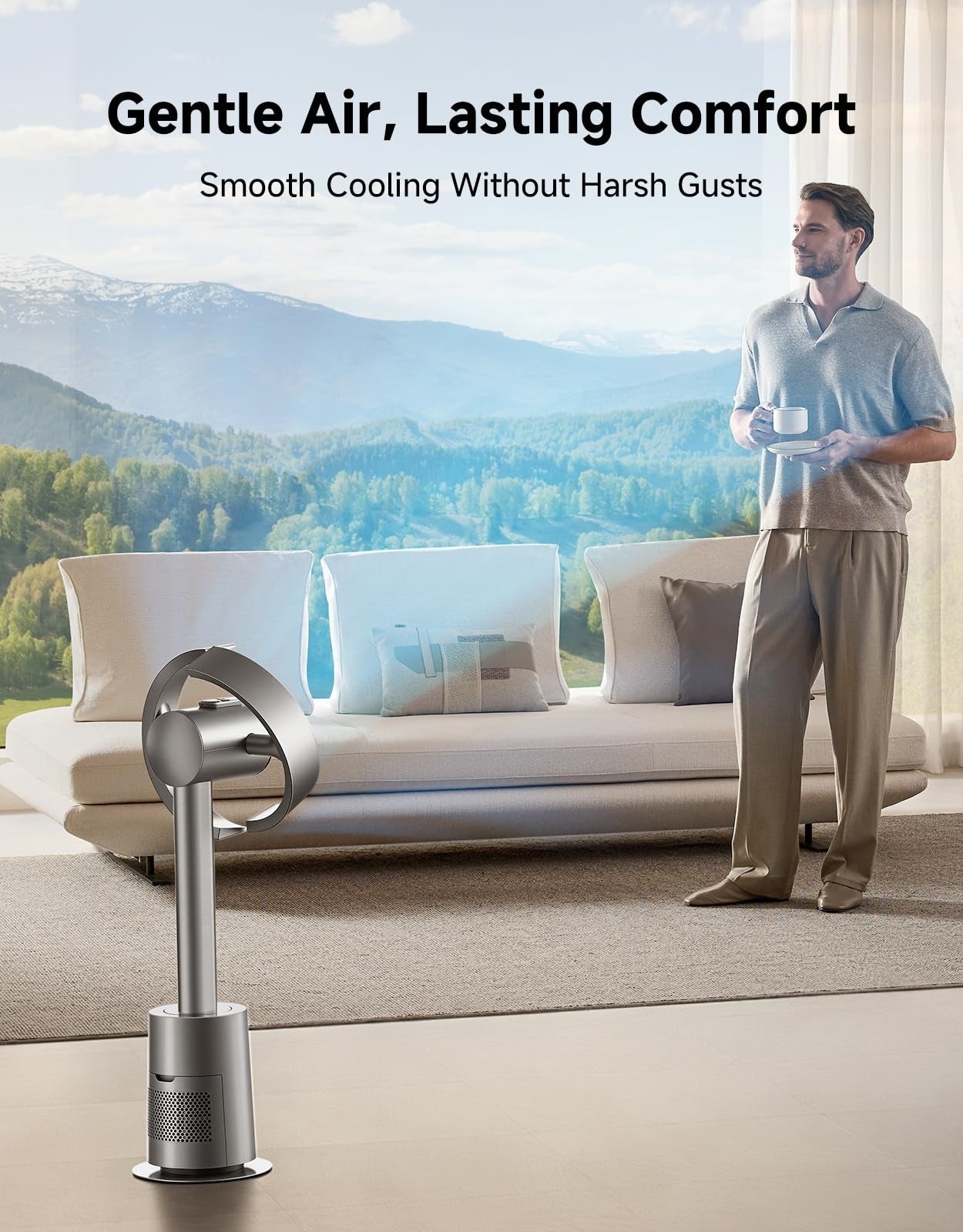 Molura AeroBreeze Smart Air Circulator: Quietest 3D Oscillating Fan for Whole-Room Cooling & Temperature Control