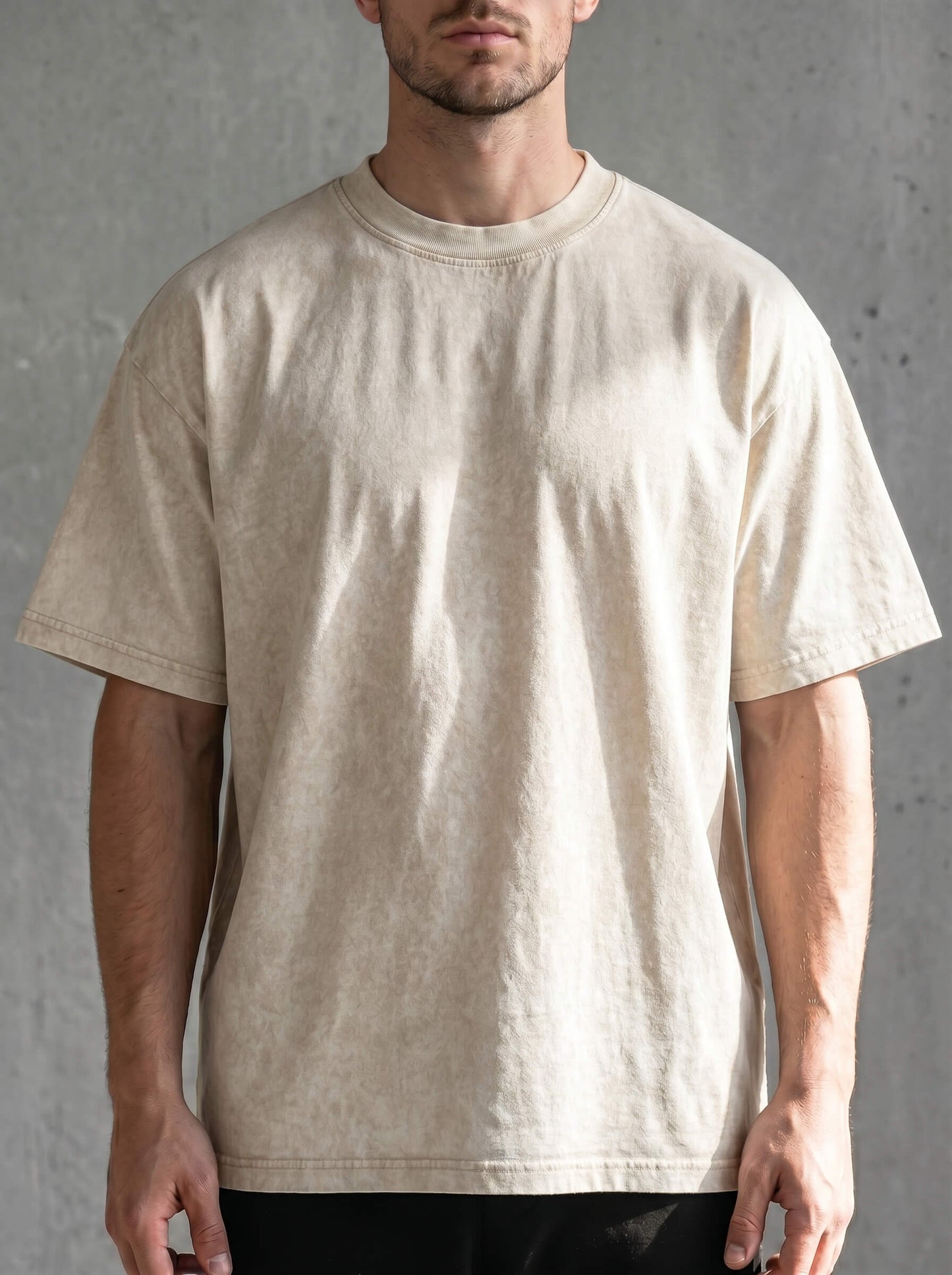 Pure Cotton Distressed Finish Heavyweight Tee | Vintage Acid-Wash
