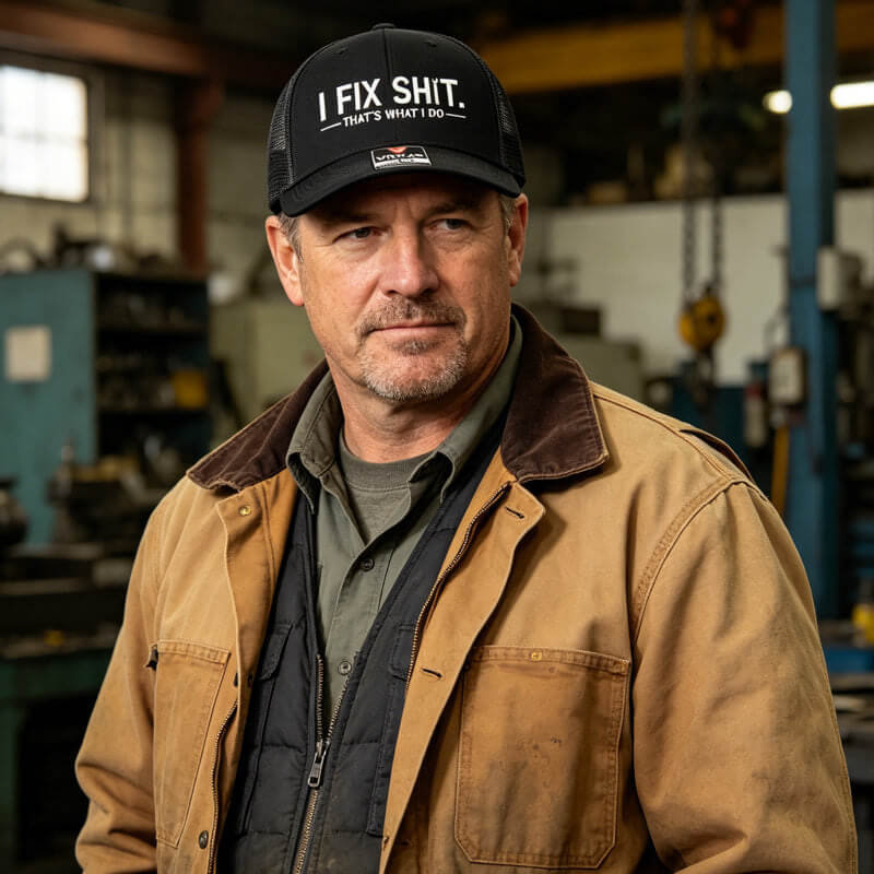 Casquette de Routier en Maille avec Broderie « I Fix Shit » – Chapeau de Soleil Respirant pour l'Extérieur🧢☀️