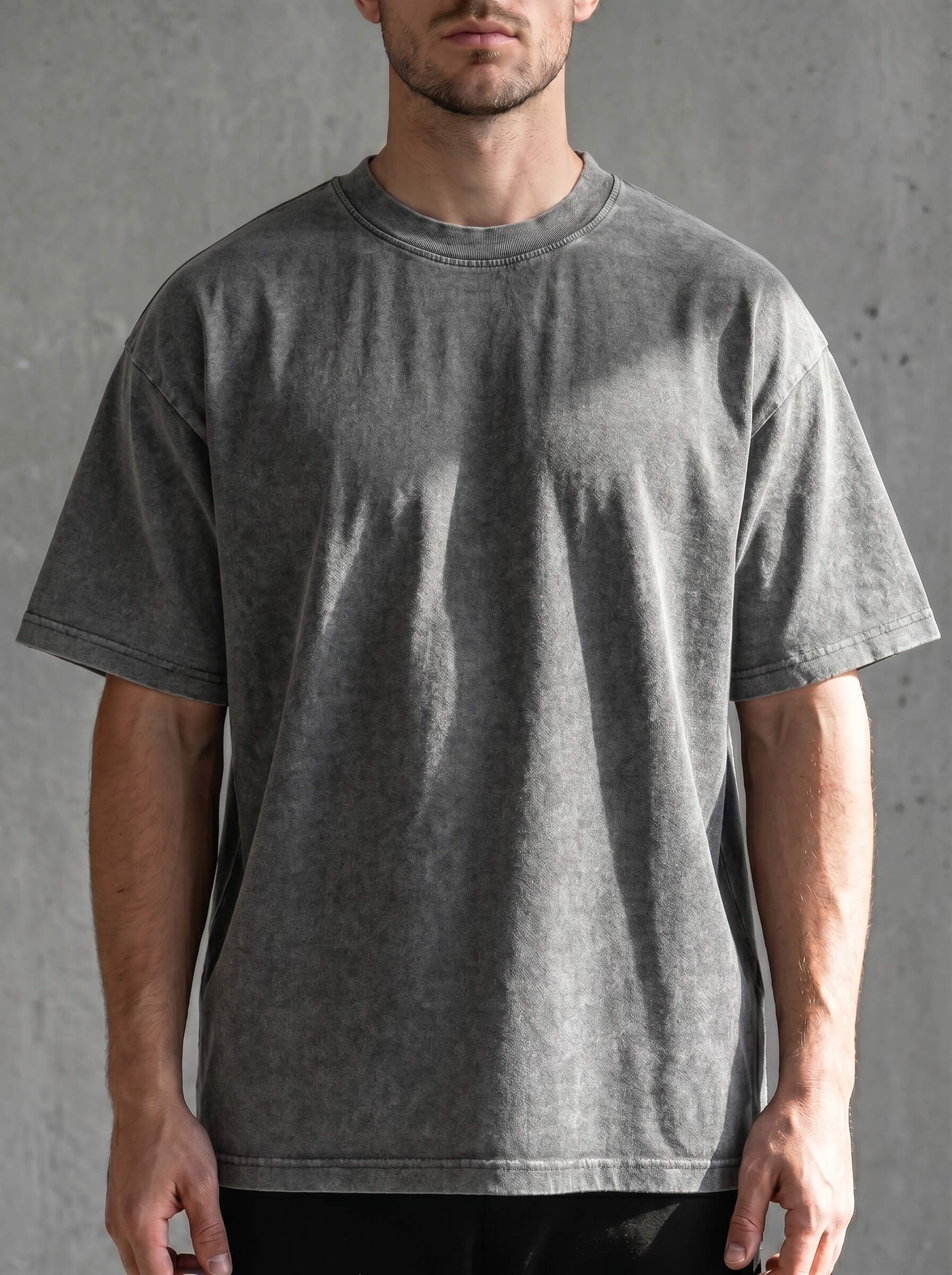 Pure Cotton Distressed Finish Heavyweight Tee | Vintage Acid-Wash