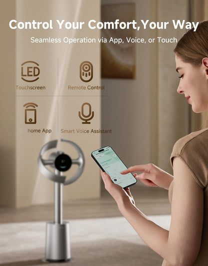 Molura AeroBreeze Smart Air Circulator: Quietest 3D Oscillating Fan for Whole-Room Cooling & Temperature Control