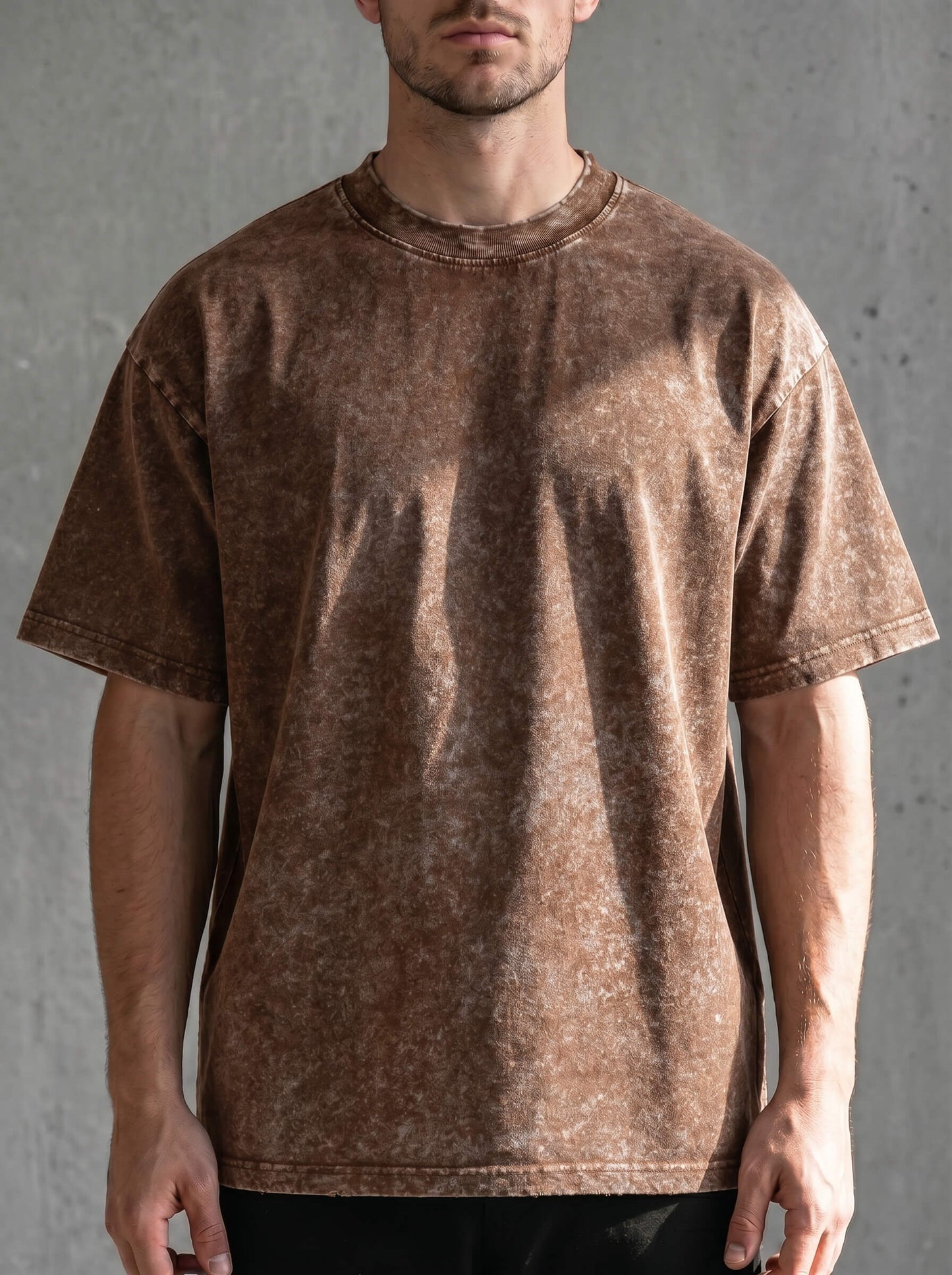 Pure Cotton Distressed Finish Heavyweight Tee | Vintage Acid-Wash