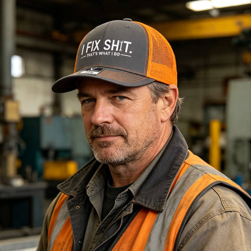 Casquette de Routier en Maille avec Broderie « I Fix Shit » – Chapeau de Soleil Respirant pour l'Extérieur🧢☀️