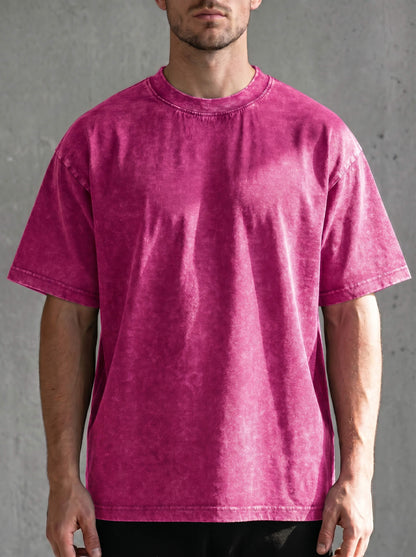 Pure Cotton Distressed Finish Heavyweight Tee | Vintage Acid-Wash
