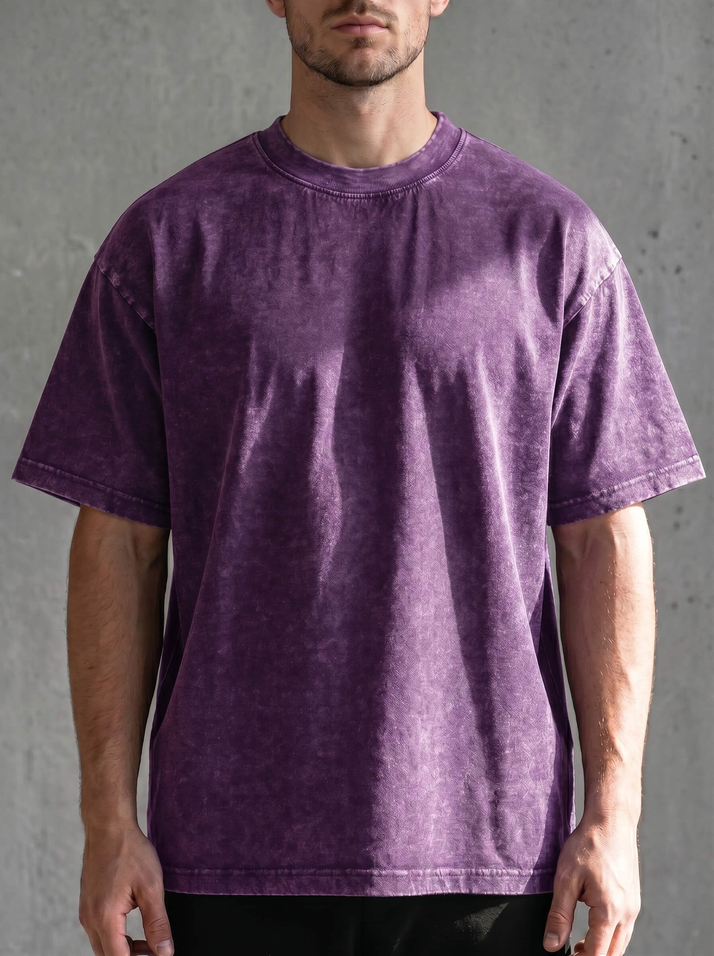 Pure Cotton Distressed Finish Heavyweight Tee | Vintage Acid-Wash