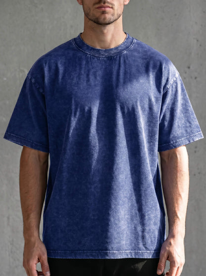 Pure Cotton Distressed Finish Heavyweight Tee | Vintage Acid-Wash