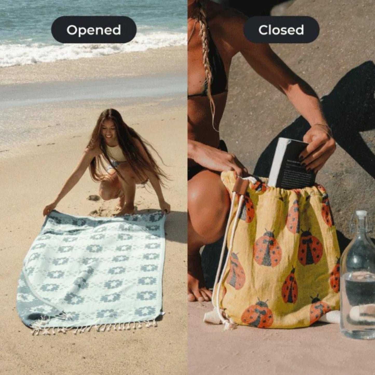 2‑in‑1 Convertible Beach Towel & Drawstring Backpack