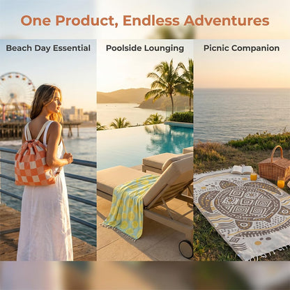 2‑in‑1 Convertible Beach Towel & Drawstring Backpack