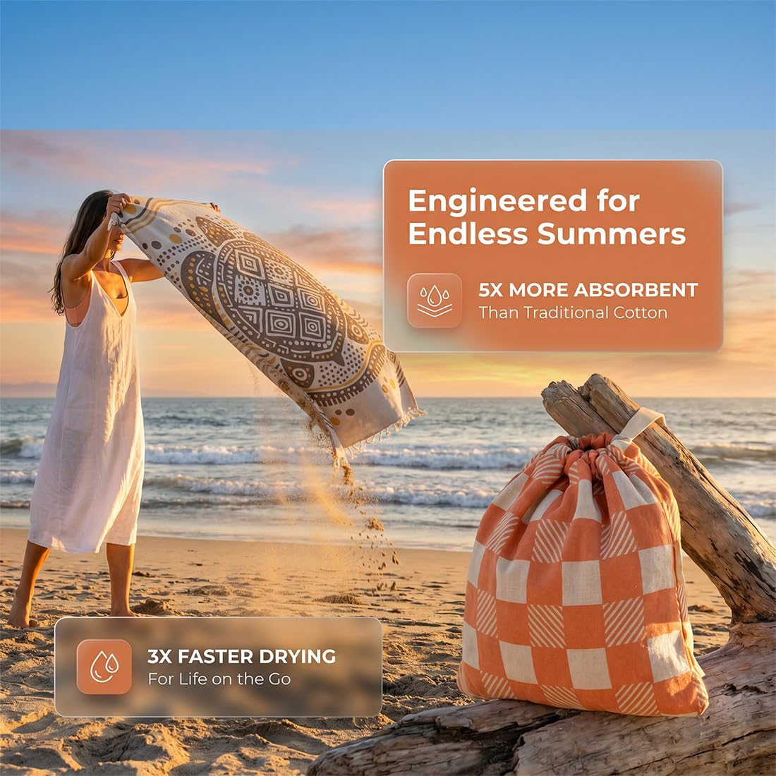 2‑in‑1 Convertible Beach Towel & Drawstring Backpack