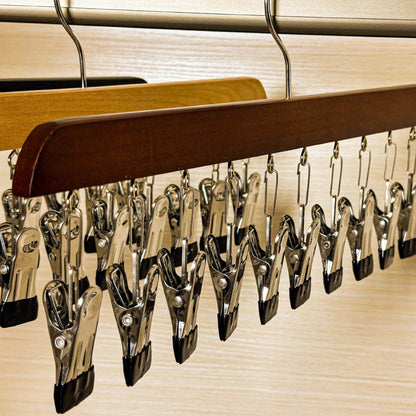 Wooden Legging Hanger with 10 Clips（2 pack）