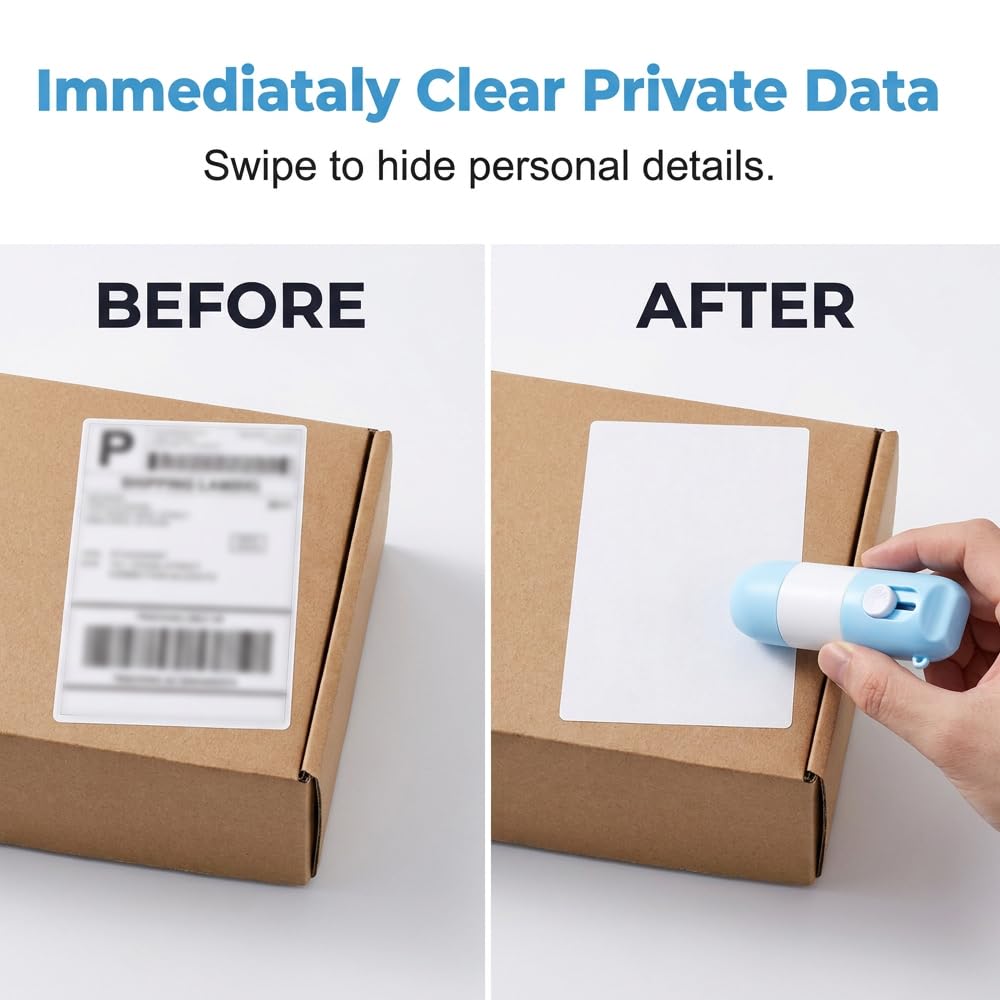 2-in-1 Thermal Paper Privacy Pen with Portable Box Cutter, Express Label Redacting Pen, All-in-One Unboxing & Privacy Protection Tool