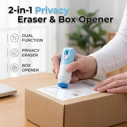 2-in-1 Thermal Paper Privacy Pen with Portable Box Cutter, Express Label Redacting Pen, All-in-One Unboxing & Privacy Protection Tool