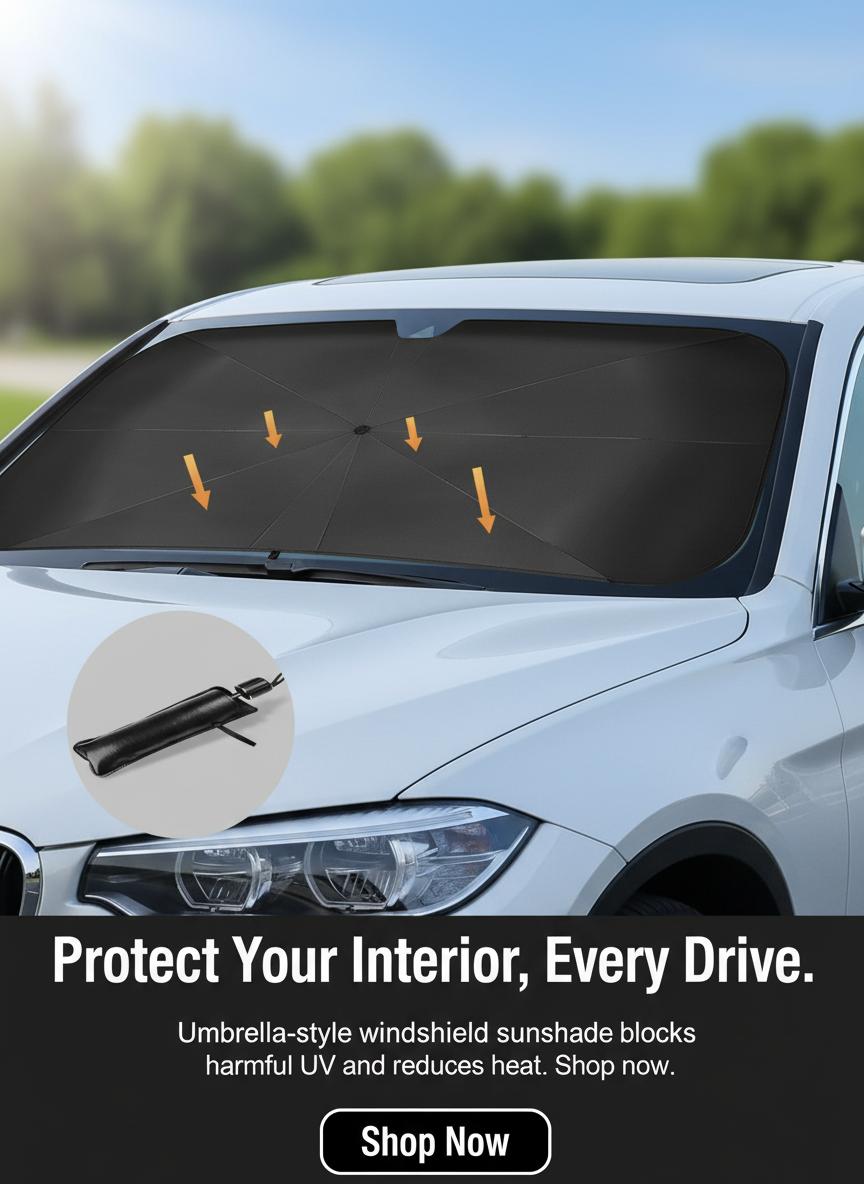 Foldable car sunshade that blocks heat and UV radiation